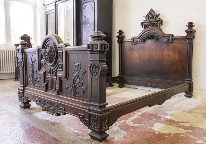 Gabriel VIARDOT, ensemble de mobilier japonisant pour chambre à coucher-15