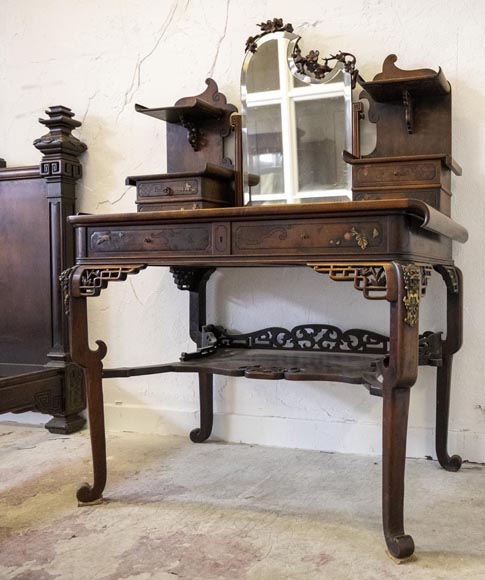 Gabriel VIARDOT, ensemble de mobilier japonisant pour chambre à coucher-17