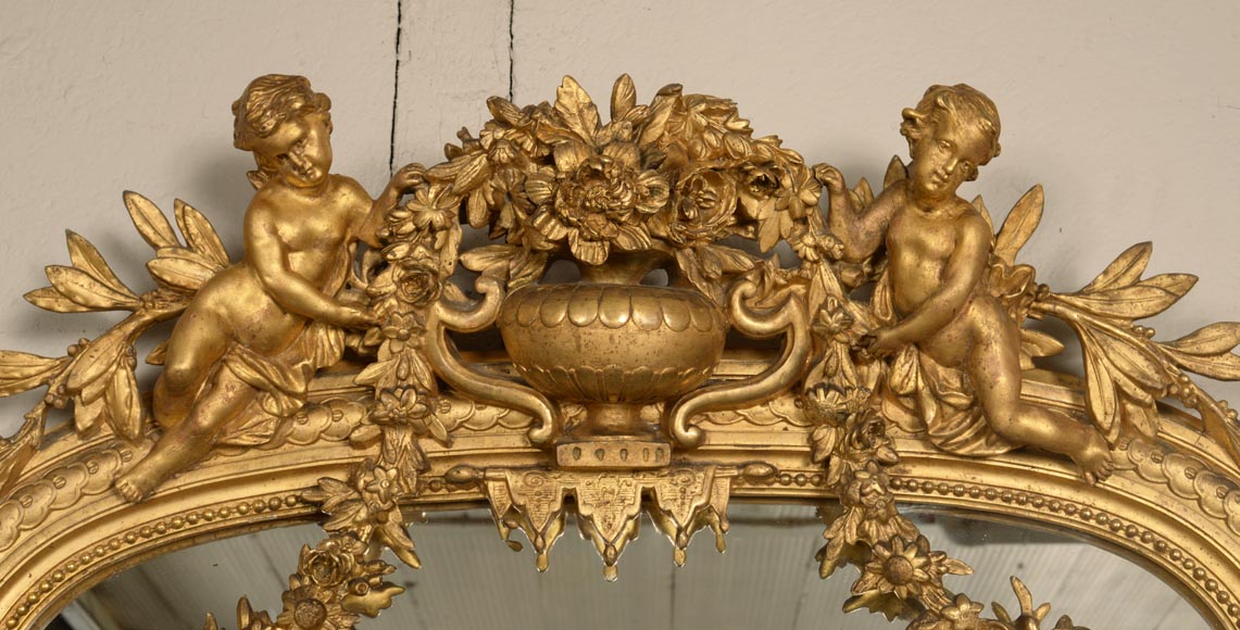 Trumeau en bois et stuc doré de style Napoléon III-1