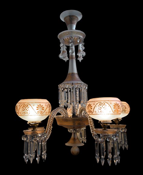 BACCARAT, Lustre néo-grec en cristal à cinq lumières, après 1875-1