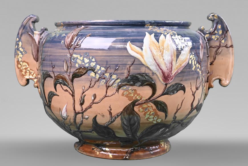 Emile GALLÉ, important vase à décor floral-1