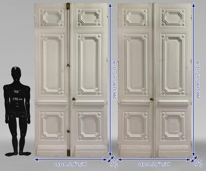 Paire de grandes doubles portes de style Napoléon III richement décorées-19