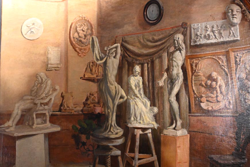 École italienne du XIXe siècle, L’Atelier du sculpteur École italienne du XIXe siècle, L’Atelier du sculpteur-4