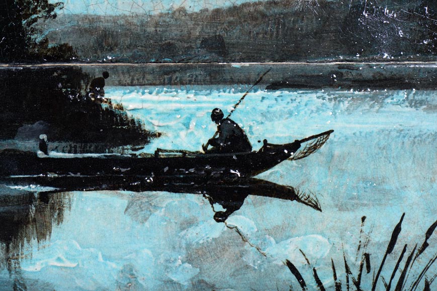 Panneau mural en faïence à décor de paysage nocturne Panneau mural en faïence à décor de paysage nocturne-3