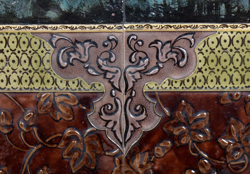 Panneau mural en faïence à décor de paysage nocturne Panneau mural en faïence à décor de paysage nocturne-5