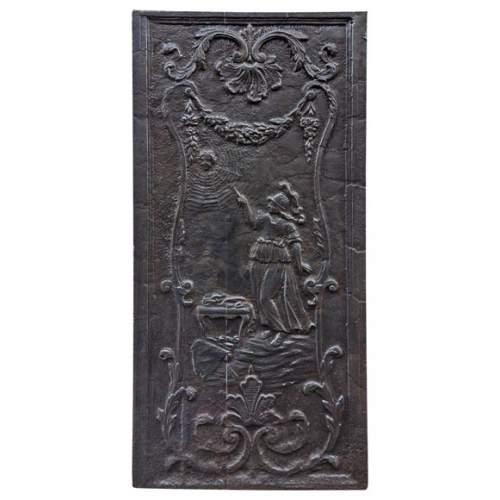 Plaque de cheminée représentant le mythe d'Athena et Arachné