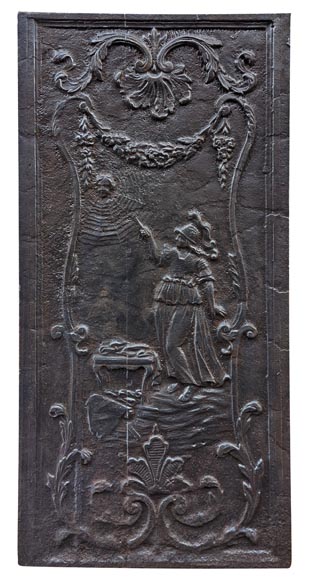 Plaque de cheminée représentant le mythe d'Athena et Arachné-0