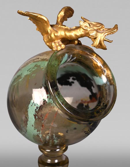 ESCALIER DE CRISTAL, François-Eugène ROUSSEAU & Ernest LÉVEILLÉ , vase japonisant en verre polychrome à monture au dragon en bronze doré ESCALIER DE CRISTAL, François-Eugène ROUSSEAU & Ernest LÉVEILLÉ , vase japonisant en verre polychrome à monture au dragon en bronze doré-13
