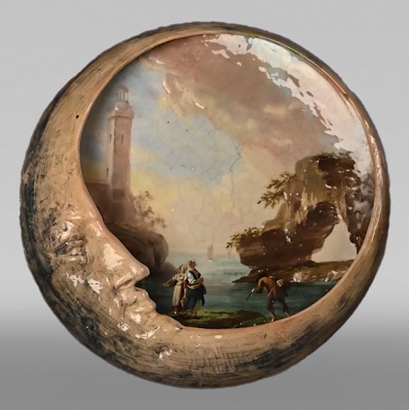 Une pièce rare d’Emile GALLÉ, lune et fantaisie paysagère d’après Joseph Vernet-0