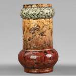 Fleurs et Paillons d’or,  vase en céramique d’Emile GALLÉ
