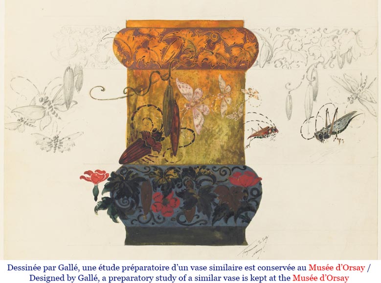 Fleurs et Paillons d’or,  vase en céramique d’Emile GALLÉ-1