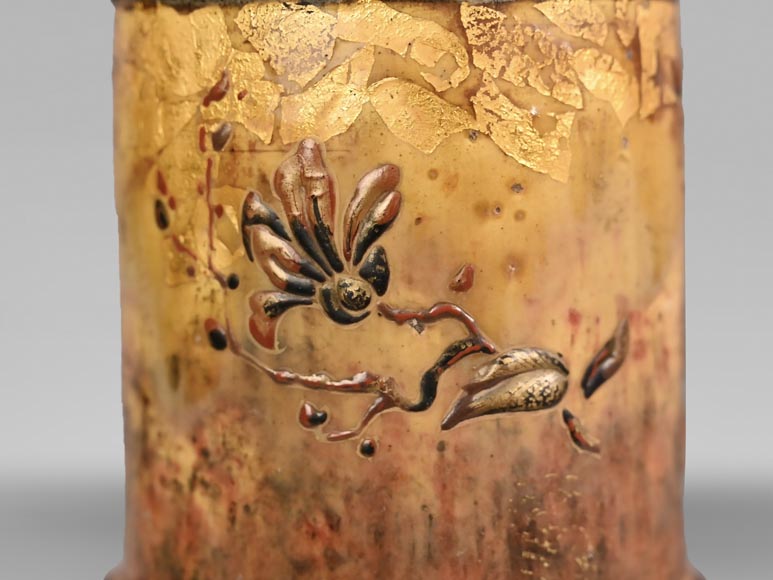 Fleurs et Paillons d’or,  vase en céramique d’Emile GALLÉ-5