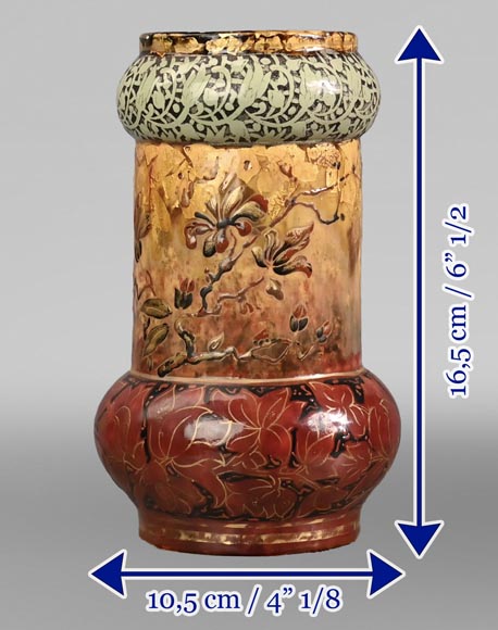 Fleurs et Paillons d’or,  vase en céramique d’Emile GALLÉ-10