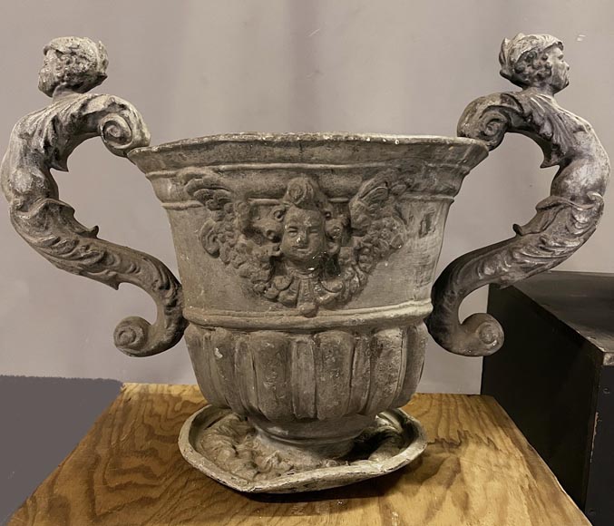 Vase en plomb de style baroque anglais, Fonderie Bulbeck, XIXe siècle-10