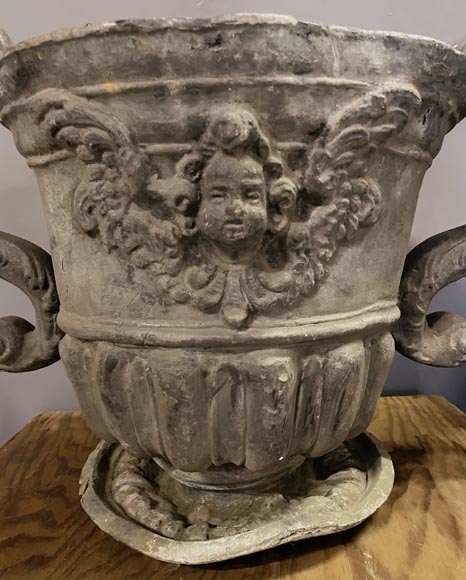 Vase en plomb de style baroque anglais, Fonderie Bulbeck, XIXe siècle-12