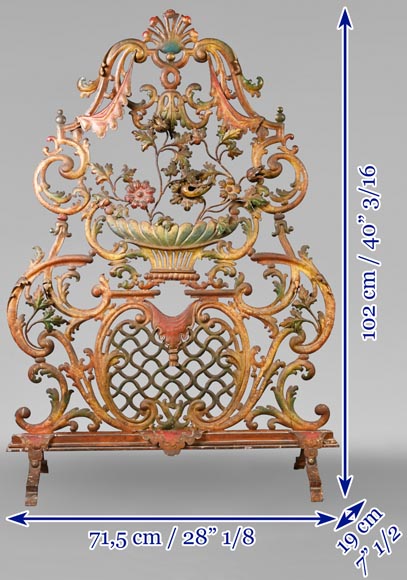 Pare étincelle polychrome de style Louis XV-9
