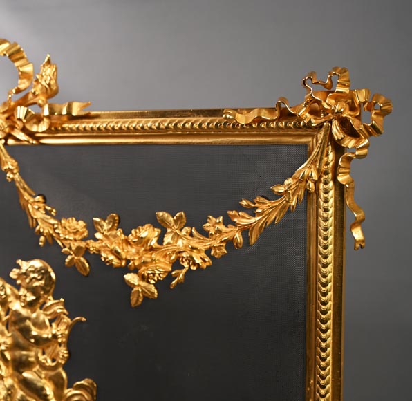 Pare étincelle en bronze doré de style Napoléon III-3