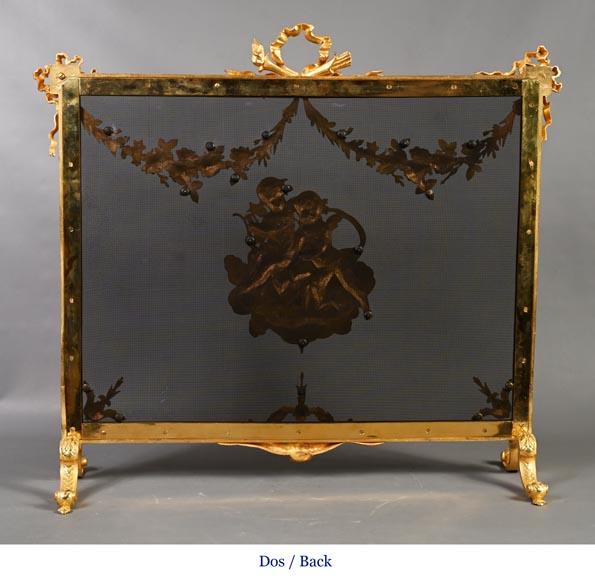 Pare étincelle en bronze doré de style Napoléon III-8