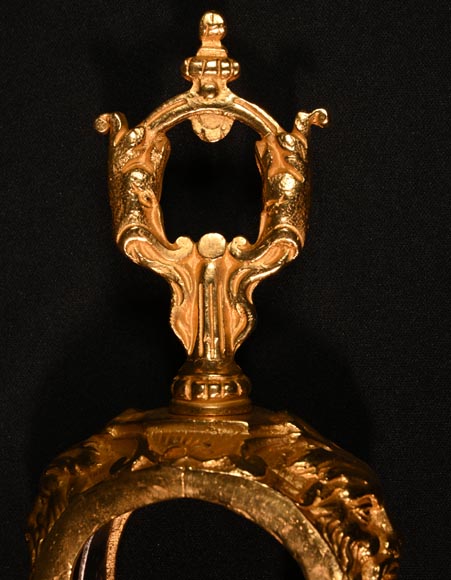 Serviteur de cheminée de style Napoléon III en bronze doré-6