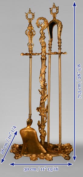 Serviteur de cheminée de style Napoléon III en bronze doré-8