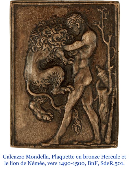 DECK Théodore, miroir monumental en chêne orné de médaillons en faïence verte-23