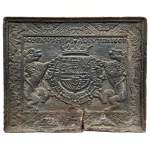 Plaque de cheminée aux armes de Phillipe II d'Espagne datée de 1608