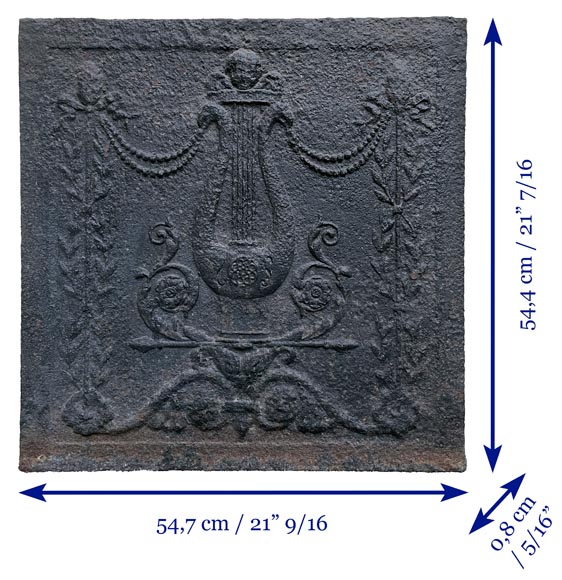 Plaque de cheminée d’époque Louis XVI à la lyre-6