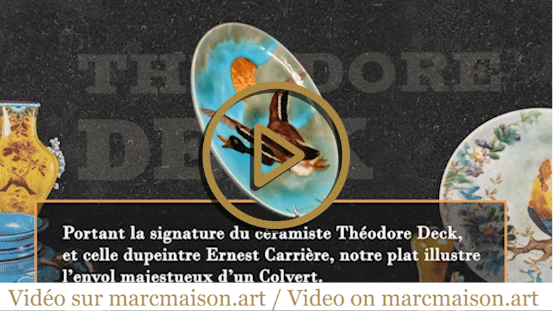 Théodore DECK et Ernest CARRIÈRE, plat en faïence du colvert au soleil d’Or-0