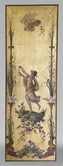 Paire de toiles décoratives sur le thème de la musique dans le goût du XVIIIe siècle-2