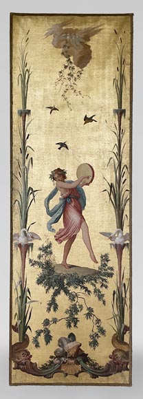 Paire de toiles décoratives sur le thème de la musique dans le goût du XVIIIe siècle-7