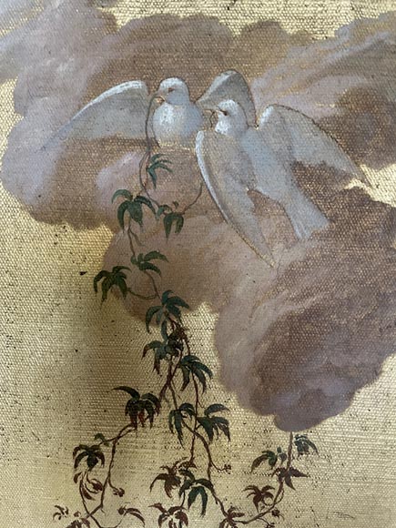 Paire de toiles décoratives sur le thème de la musique dans le goût du XVIIIe siècle-8