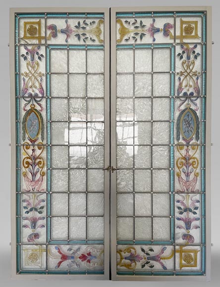 Ensemble de 2 vitraux de style Napoléon III-1