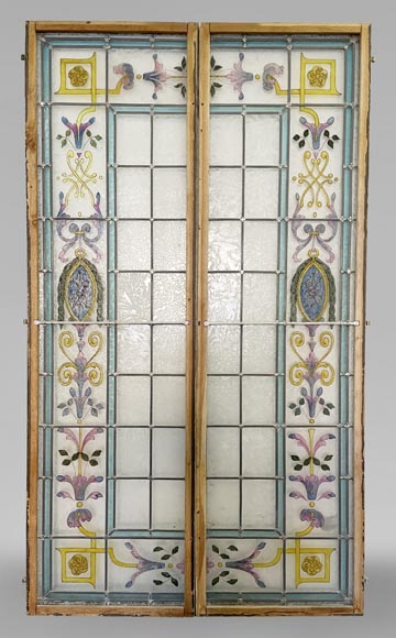 Ensemble de 2 vitraux de style Napoléon III-9