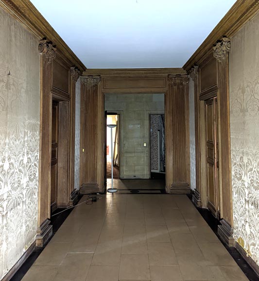 Boiserie, ensemble de pilastres ioniques modernes en chêne sculpté, XIXe siècle-2