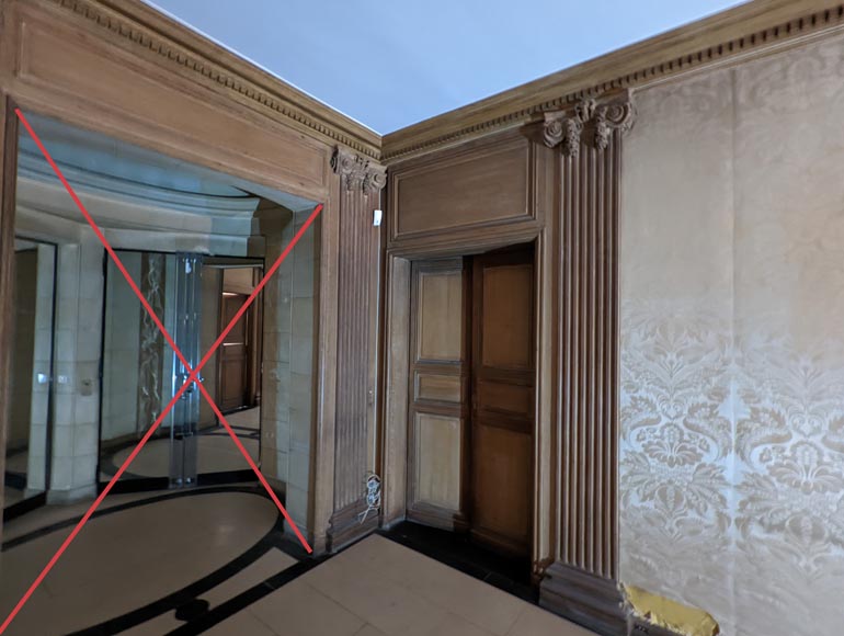 Boiserie, ensemble de pilastres ioniques modernes en chêne sculpté, XIXe siècle-3