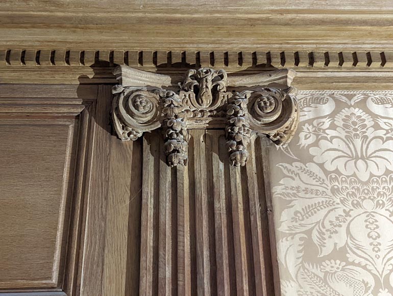 Boiserie, ensemble de pilastres ioniques modernes en chêne sculpté, XIXe siècle-6