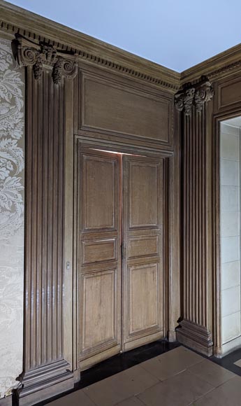 Boiserie, ensemble de pilastres ioniques modernes en chêne sculpté, XIXe siècle-8