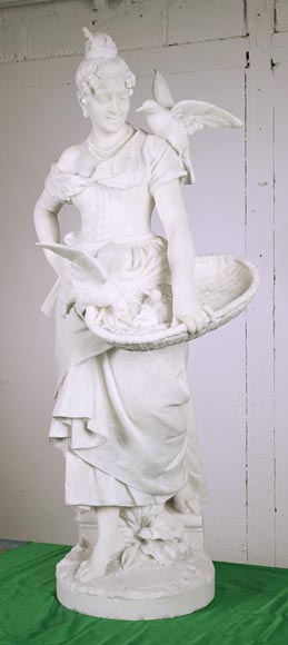 Femme aux oiseaux, probablement Vittorio Caradossi, marbre, 1887, Florence-2