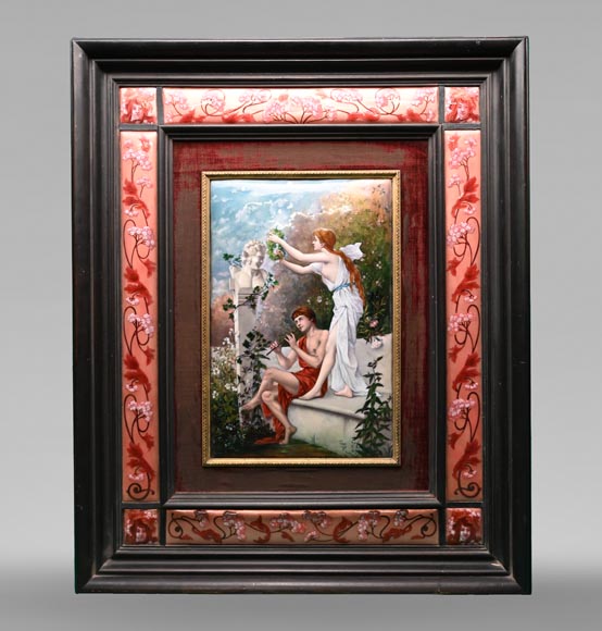 Daphnis et Chloé, un tableau de Jeanne LEMERLE-SOYER en émail-0
