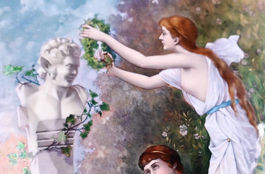 Daphnis et Chloé, un tableau de Jeanne LEMERLE-SOYER en émail-2