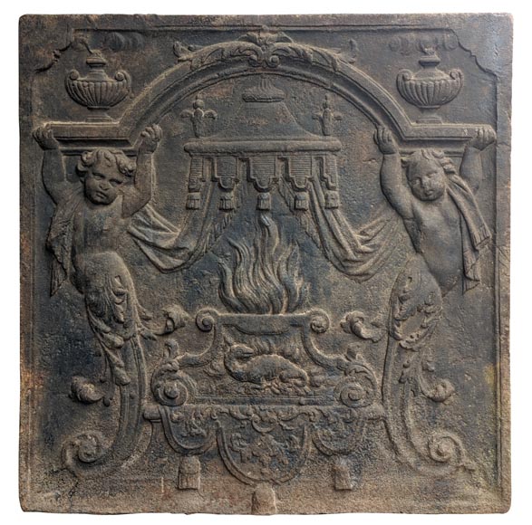 Plaque de cheminée en fonte, XVIIIe siècle-0