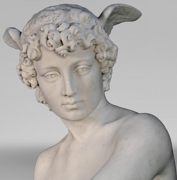 Pierre Marius MONTAGNE (attribué à), Mercure en marbre sculpté-1