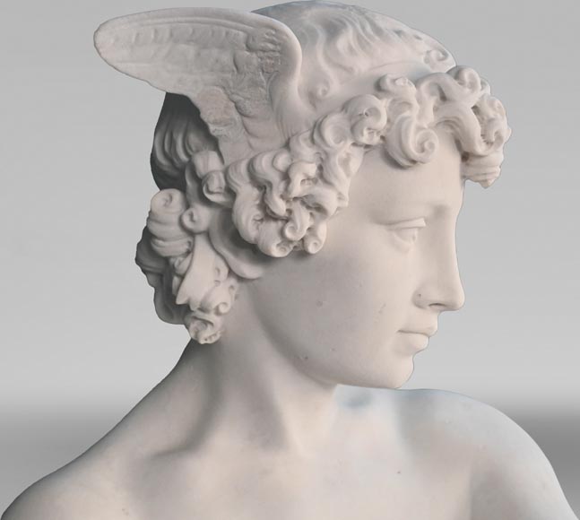 Attribué à Pierre Marius Montagne, Mercure en marbre sculpté-2