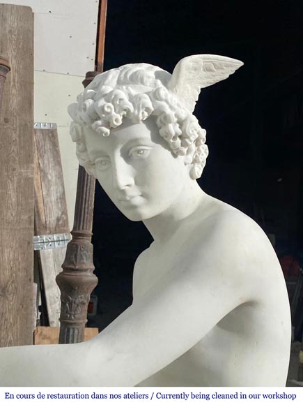 Pierre Marius MONTAGNE (attribué à), Mercure en marbre sculpté-7