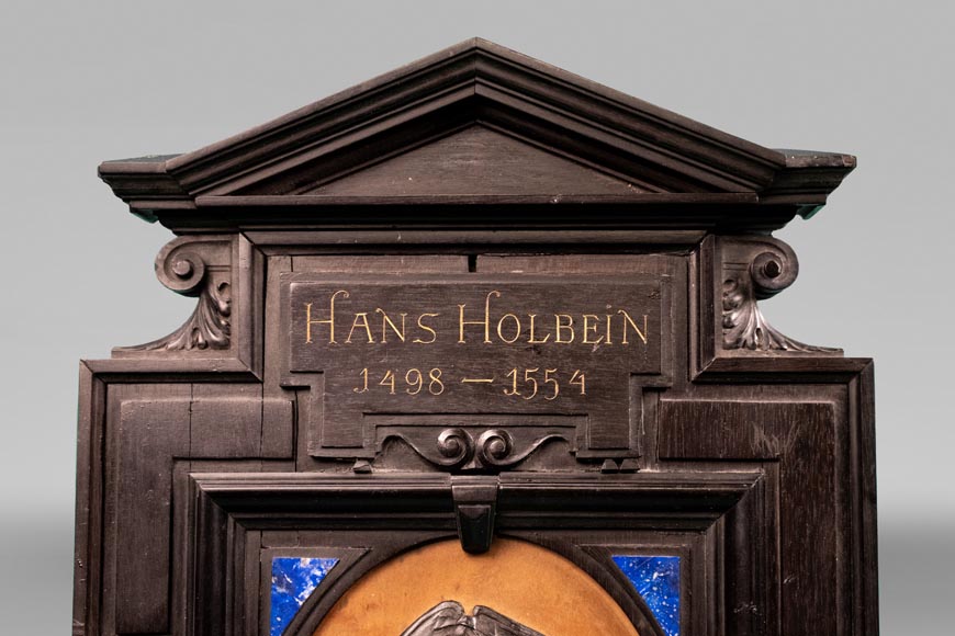 Portrait de Hans Holbein, un tableau en marqueterie de bois attribué à la Maison FOURDINOIS-3