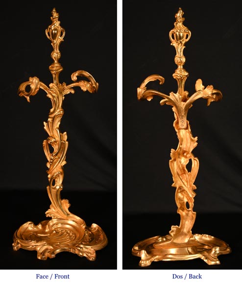 Serviteur de cheminée en bronze doré de style Louis XV-1