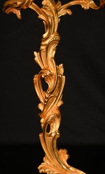 Serviteur de cheminée en bronze doré de style Louis XV-3