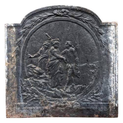 Plaque de cheminée du XVIIIe siècle représentant des personnages contemporains