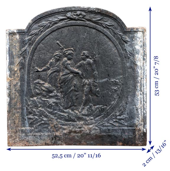 Plaque de cheminée du XIXe siècle représentant des personnages du XVIIIe siècle-5