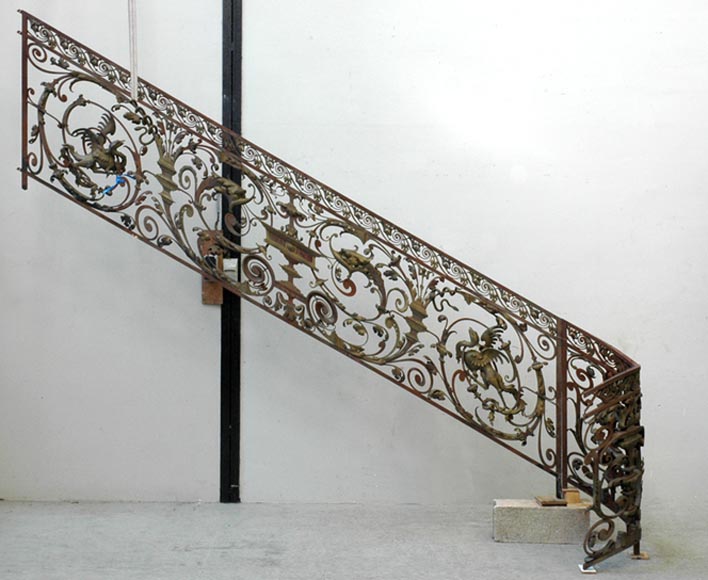 Exceptionnelle rampe d'escalier d'époque Napoléon III-0